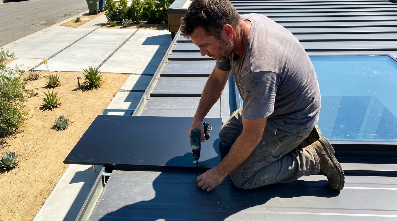 Synthetic underlayment rolled out across a new deck