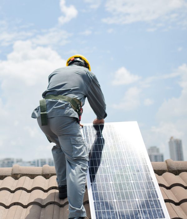 Worker Installing Solar Panel Solar Panel Installer